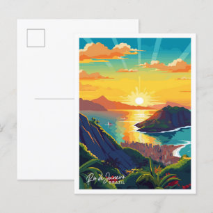 Postal Río de Janeiro Brasil ilustracion de Viaje Viaje V