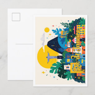 Postal Río de Janeiro Brasil Ilustracion de viajes de art