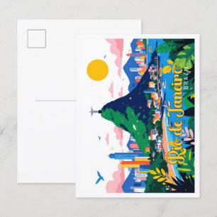 Postal Río de Janeiro Brasil Ilustracion de viajes de art
