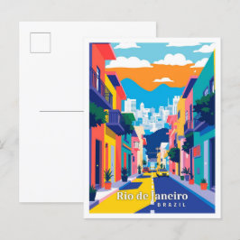Postal Río de Janeiro Brasil Ilustracion de viajes de art