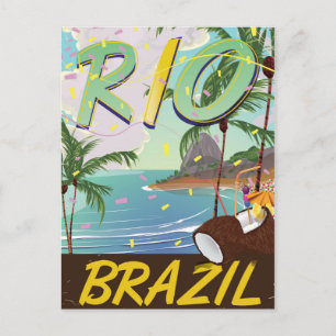Postal rio de janeiro Brasil impresión de viaje retro.