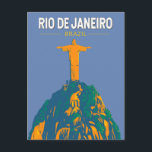 Postal Río de Janeiro Brasil Viaje a la intemperie<br><div class="desc">Diseño de viaje vectorial retro de Río de Janeiro. Christ The Redeemer es una estatua de Art Deco de Jesucristo en Río de Janeiro,  Brasil,  creada por el escultor francés Paul Landowski y construida por el ingeniero brasileño Heitor da Silva Costa.</div>