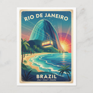 Postal Río de Janeiro Brasil Viaje Años 50 Retro