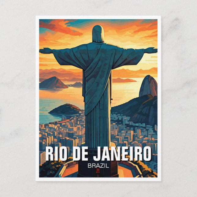 Postal Río de Janeiro Cristo el atardecer redimido (Anverso)