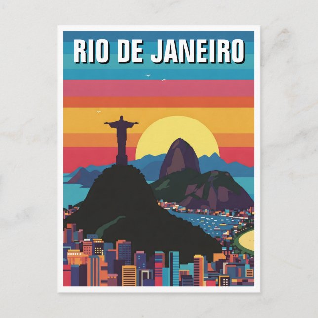 Postal Río de Janeiro Cristo el venado retro redimiente (Anverso)