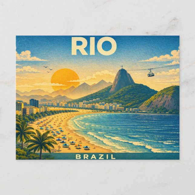 Postal Rio de Janeiro Retro Travel Postcard (Anverso)
