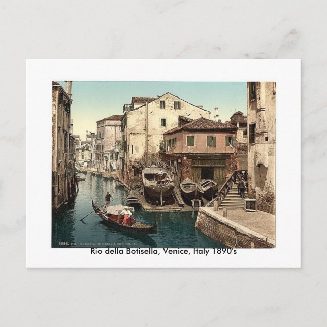 Postal Río della Botisella, Venecia, Italia, años 1890 (Anverso)