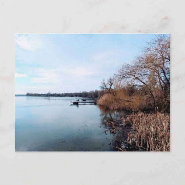 Postal Río Dnieper con espesor de caña en Ucrania (Anverso)