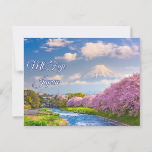 Postal Río Fuji Japón, primavera floreciente del cerezo