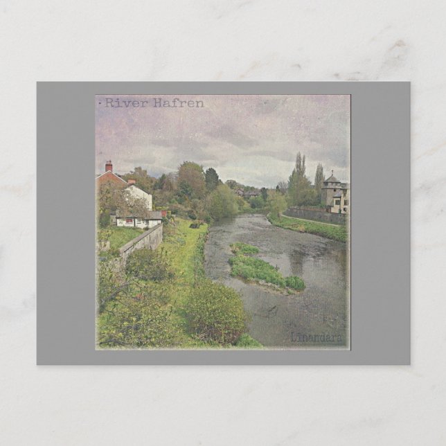 Postal Río Hafren en Newtown, Powys (Anverso)