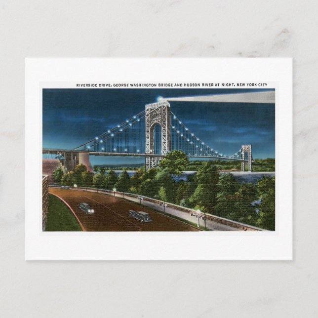 Postal Río Hudson del puente de Washington, Nueva York (Anverso)