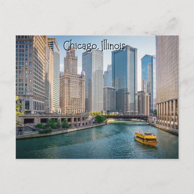 Postal Río Illinois de Chicago (Anverso)