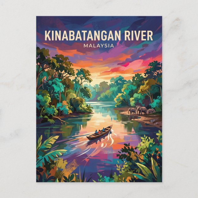 Postal Río Kinabatangan Malasia (Anverso)