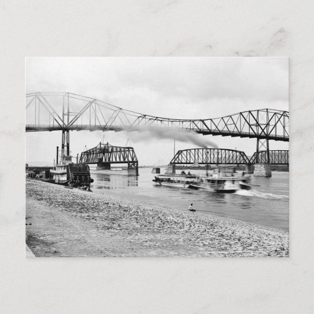 Postal Río Misisipi en Winona, años 1880 (Anverso)