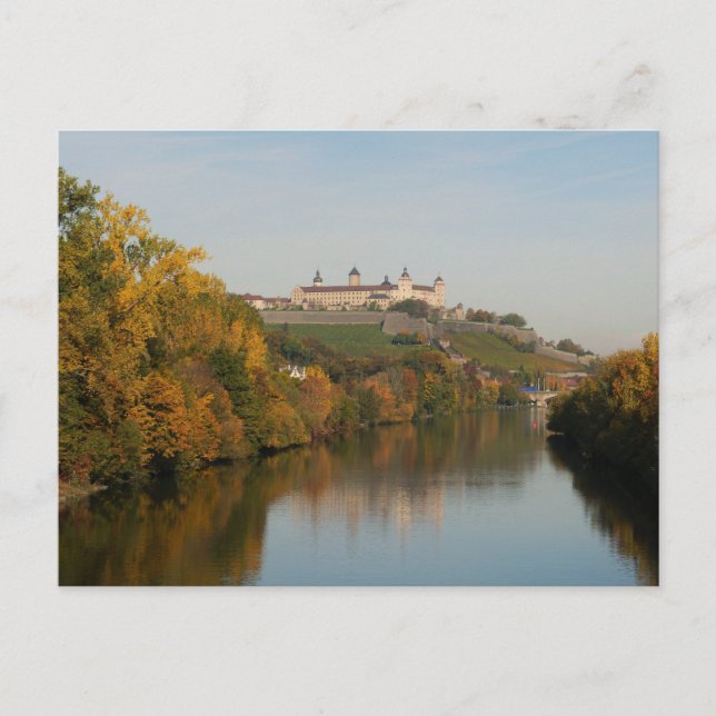 Postal Río Principal y Fortaleza Marienberg, Würzburg (Anverso)