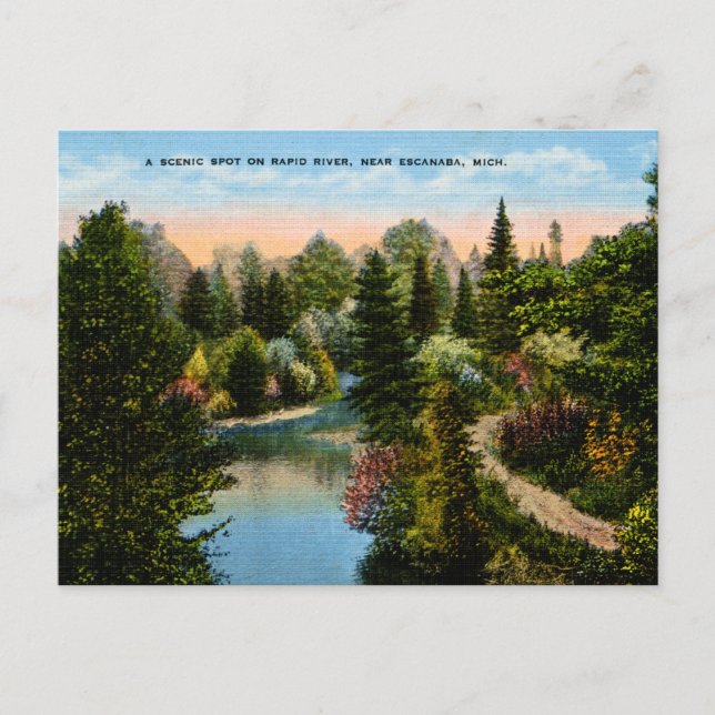 Postal Río Rápido Escanaba, Michigan (Anverso)