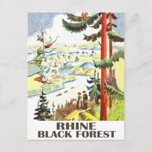 Postal Río Rin, Selva Negra, Alemania. Viaje de cosecha