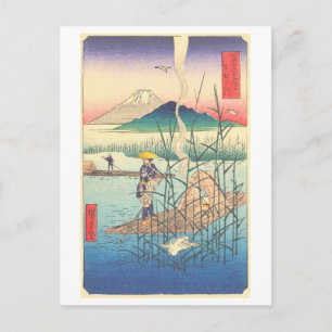 Postal Río Sagami y Monte Fuji vintage