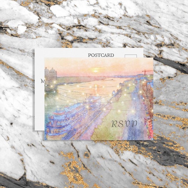 Postal Río Savannah Sunset Watercolor RSVP (Subido por el creador)