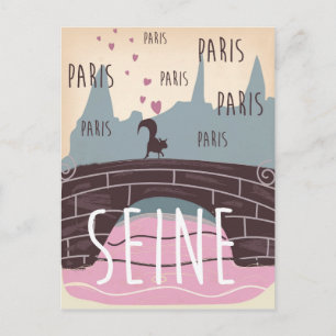 Postal Río Sena, París, Francia cartel de viaje vintage
