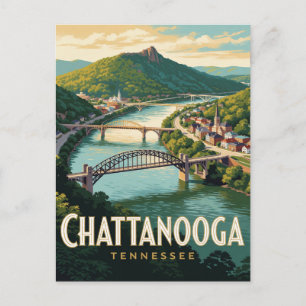 Postal Río Tennessee y Monte Lookout en Chattanooga