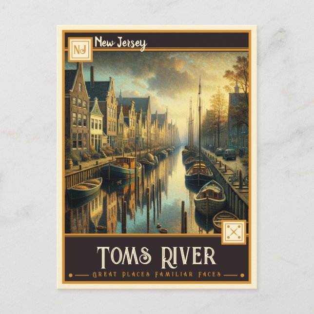 Postal Río Toms, Nueva Jersey | Vintage (Anverso)