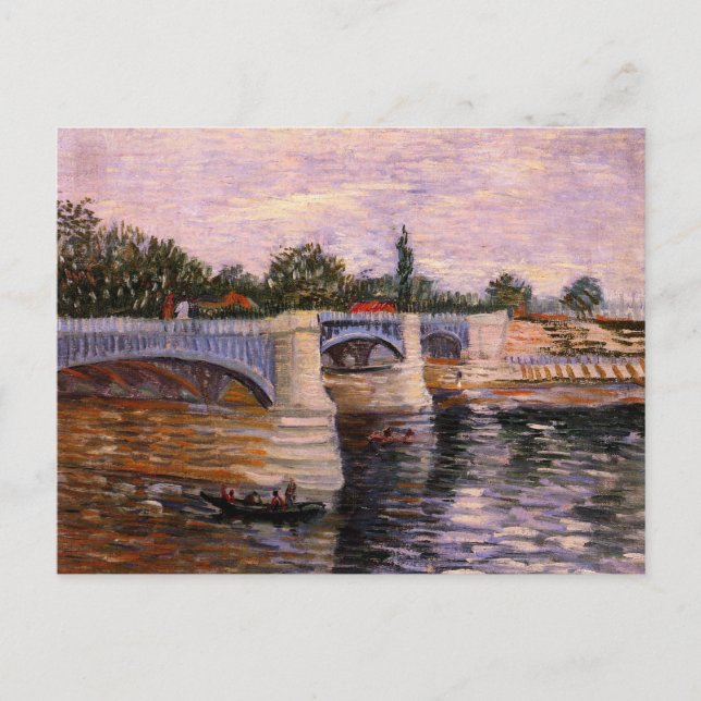 Postal Río Van Gogh Seine con Pont del Grande Jette (Anverso)
