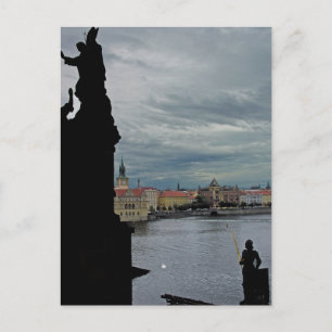 Postal Río Vltava, Praga, desde el puente Carlos