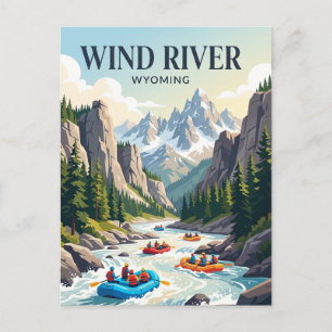 Postal Río Wind Wyoming, EE. UU., rafting en aguas bravas
