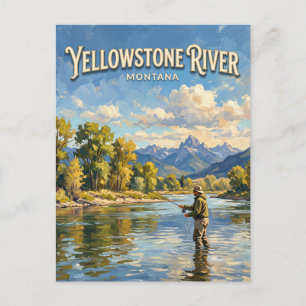 Postal Río Yellowstone pesca con mosca Livingston Montana