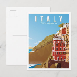 Postal Riomaggiore Italia Arte Viajes Antiguos