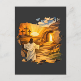 Postal Risen Jesus Empty Tomb 3D Papercut Easter Postcard