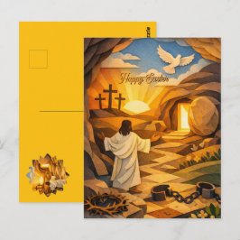 Postal Risen Jesus Empty Tomb 3D Papercut Easter Postcard