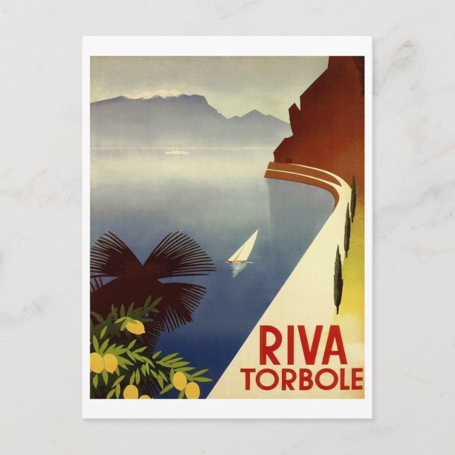 Postal Riva Torbole, lago de Garda, Italia, riviera itali (Anverso)