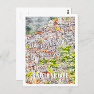 Postal Rivello Village Italy Travel Place Watercolor