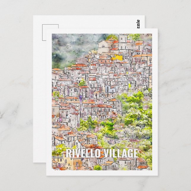 Postal Rivello Village Italy Travel Place Watercolor (Anverso / Reverso)