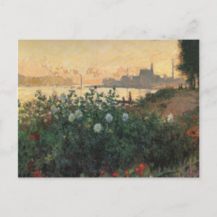Postal Riverbank florido, Argenteuil - Claude Monet - c1