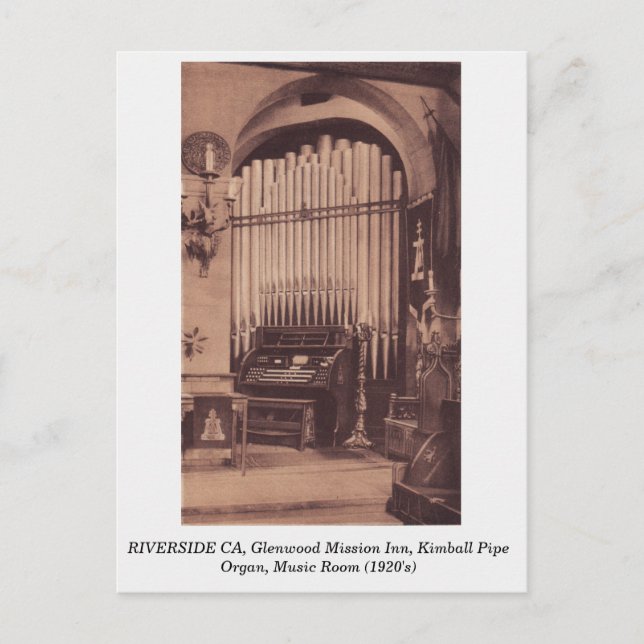 Postal Riverside CA 1920 Glenwood Mission Inn Pipe Organ (Anverso)