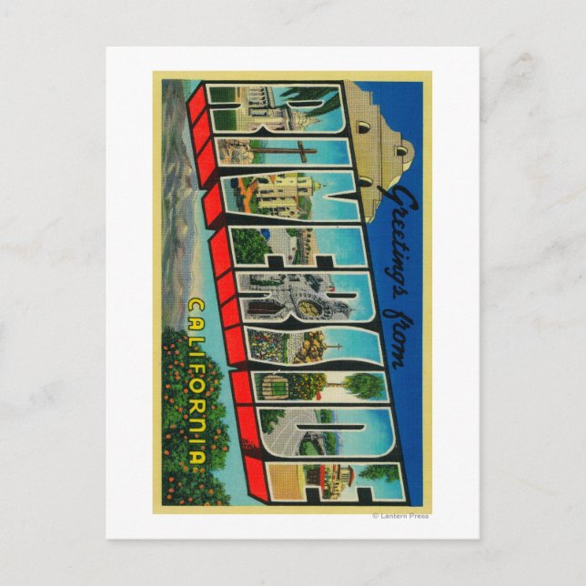 Postal Riverside, California - Escenas de letras grandes (Anverso)