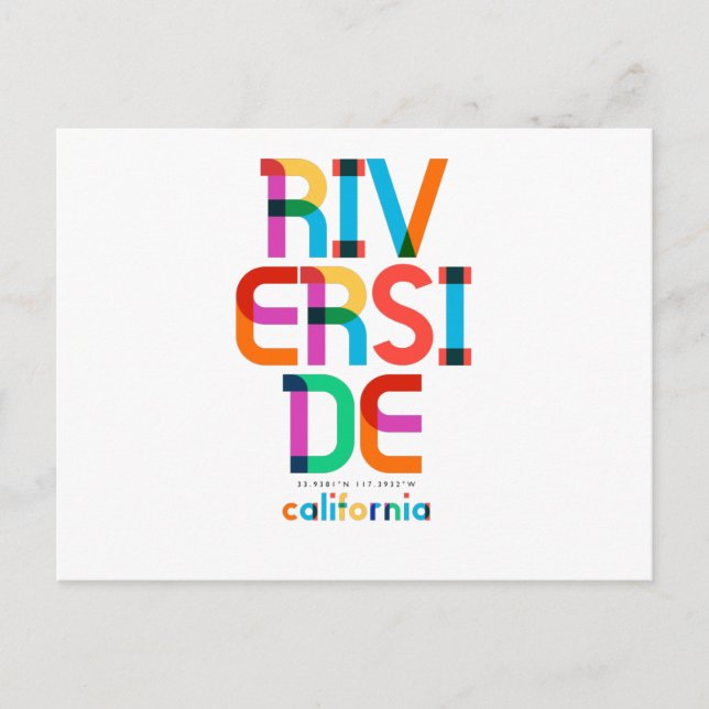 Postal Riverside California Mid Century, Pop Art, (Anverso)