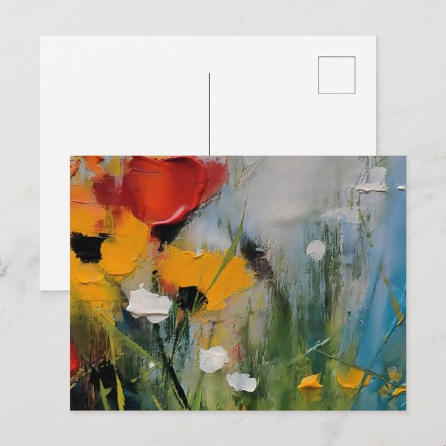 Postal Riverside – Expressive Abstract Meadow (Anverso / Reverso)
