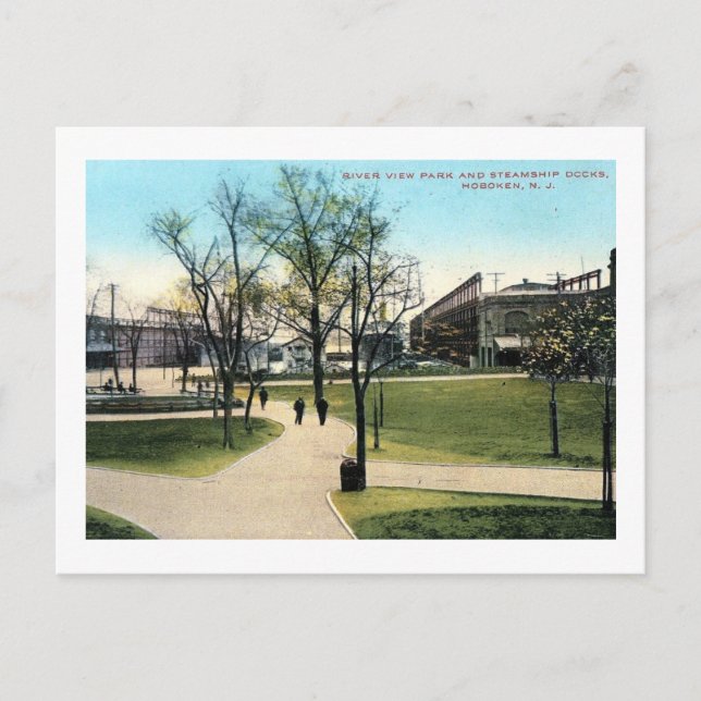 Postal Riverview Park & Docks, Hoboken NJ Vintage (Anverso)