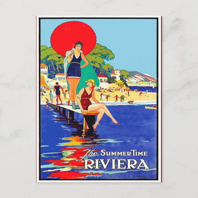 Postal Riviera francesa, chicas nadadoras (Anverso)