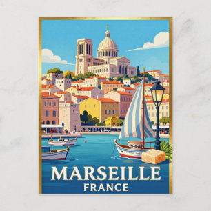 Postal Riviera francesa del puerto viejo de Marsella