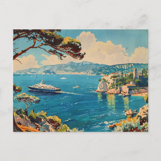 Postal Riviera Francesa, Francia Art Deco Travel (Anverso)