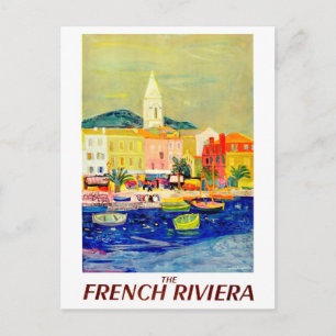 Postal Riviera francesa, Francia, pintura, arte, vintage