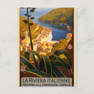 Postal Riviera italiana Europa Italia cartel de viaje