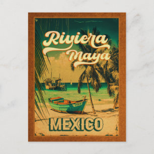 Postal Riviera Maya Postcard Palm Tree Vintage Travel
