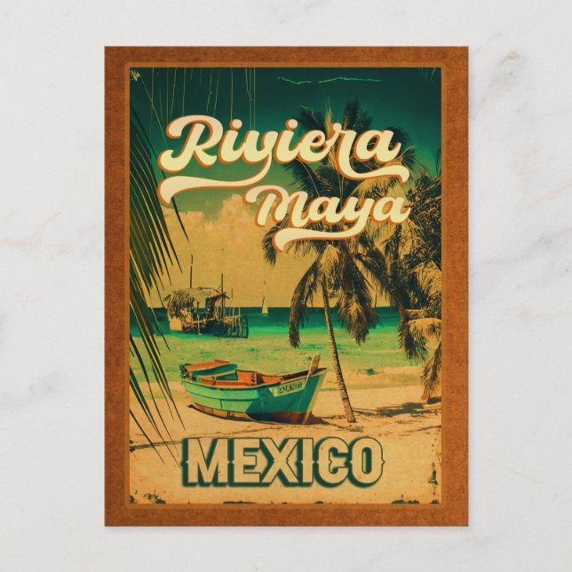 Postal Riviera Maya Postcard Palm Tree Vintage Travel (Anverso)