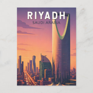 Postal Riyadh Arabia Saudita Ilustración Arte de Viaje Re